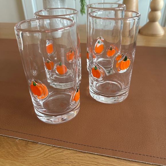 Crate and Barrel Pumpkin Icon Glass (4 total) - Picture 2 of 3